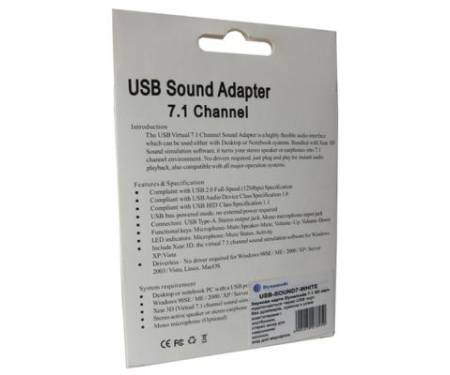 Звуковая плата Dynamode C-Media USB 8 3D RTL (USB-SOUND7-WHITE)