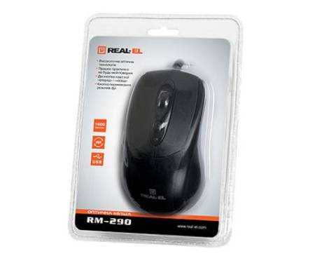 Мышь REAL-EL RM-290, USB, black
