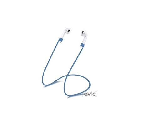 Силиконовый чехол для Airpods Silicon case с карабином и ремешком (Midnight Blue)