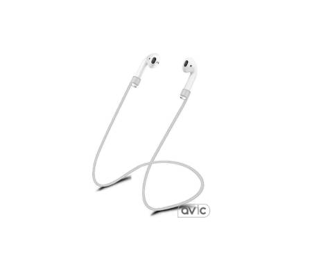 Силиконовый чехол для Airpods Silicon case с карабином и ремешком (Transparent)