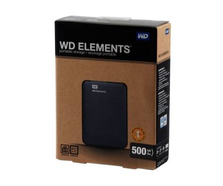 Внешний накопитель 2.5 USB 500Gb WD Elements Portable (WDBUZG5000ABK-WESN)