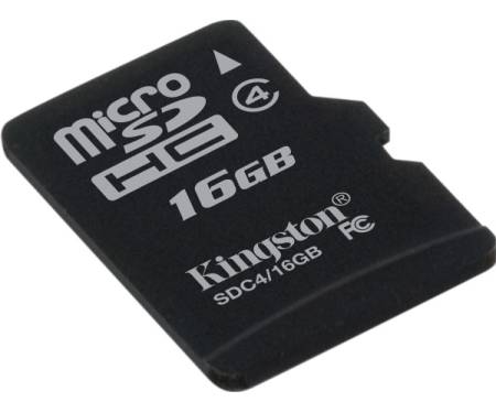 Карта памяти MicroSDHC 16GB Class 4 Kingston (SDC4/16GBSP)