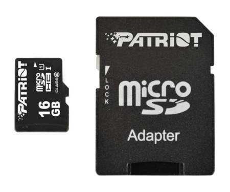 Карта памяти MicroSDHC 16GB UHS-I Class 10 Patriot LX + SD-adapter (PSF16GMCSDHC10)