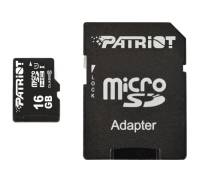 Карта памяти MicroSDHC 16GB UHS-I Class 10 Patriot LX + SD-adapter (PSF16GMCSDHC10)