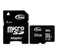 Карта памяти MicroSDHC 32GB UHS-I Class 10 Team Black + SD-adapter (TUSDH32GCL10U03)