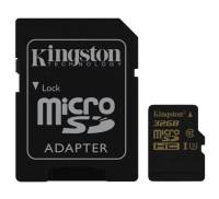 Карта памяти MicroSDHC 32GB UHS-I/U3 Kingston Gold + SD-адаптер R90/W45MB/s (SDCG/32GB)