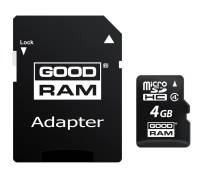 Карта памяти MicroSDHC 4GB Class 4 GOODRAM + SD-adapter (M40A-0040R11)