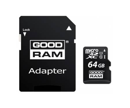 Карта памяти MicroSDXC 64GB UHS-I Class 10 GOODRAM + SD-adapter (M1AA-0640R11)