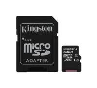 Карта памяти MicroSDXC 64GB UHS-I Class 10 Kingston Canvas Select + SD-адаптер (SDCS/64GB)
