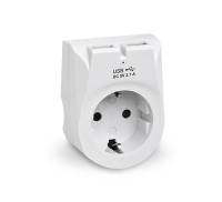 Сетевое зарядное устройство с розеткой REAL-EL CS-25 White