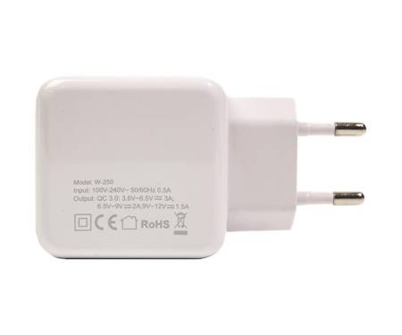 Сетевое зарядное устройство PowerPlant W-250 QC3.0 White (SC230013)