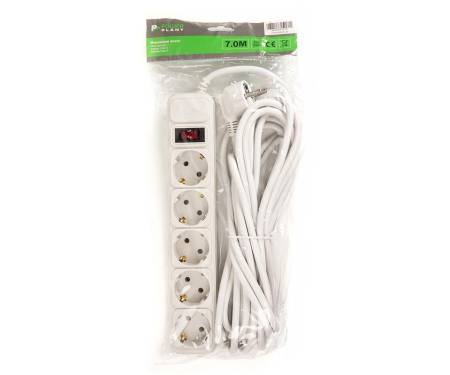 Сетевой фильтр PowerPlant JY-1056/7 (PPSA10M70S5) 5 розеток, 7 м, белый
