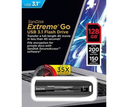 Флешка SANDISK 128GB Extreme Go USB 3.1 (SDCZ800-128G-G46)