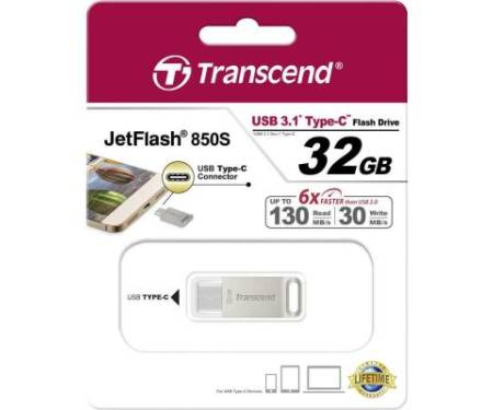 Флешка Transcend 32GB JetFlash 850 Silver USB 3.1 (TS32GJF850S)