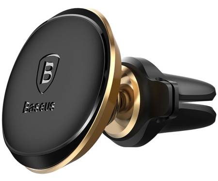 Автодержатель Baseus Magnetic Air Vent Car Mount Holder with cable clip Gold