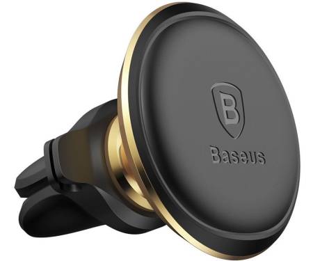 Автодержатель Baseus Magnetic Air Vent Car Mount Holder with cable clip Gold