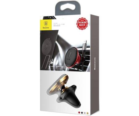 Автодержатель Baseus Magnetic Air Vent Car Mount Holder with cable clip Gold