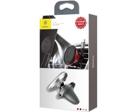 Автодержатель Baseus Magnetic Air Vent Car Mount Holder with cable clip Silver
