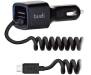 Автомобильное зарядное устройство BUDI Car charger Blue Led MicroUsb 1.2 m + 1USB 2.4A Black