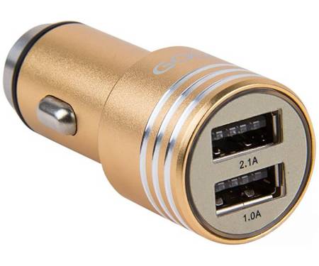 Автомобильное зарядное устройство GOLF GF-C06 Car charger 2USB 2.1A Gold