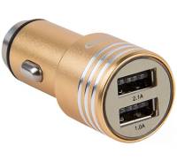 Автомобильное зарядное устройство GOLF GF-C06 Car charger 2USB 2.1A Gold