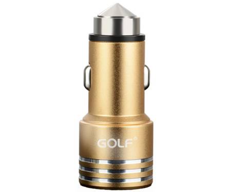 Автомобильное зарядное устройство GOLF GF-C06 Car charger 2USB 2.1A Gold