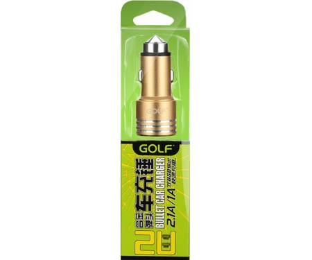 Автомобильное зарядное устройство GOLF GF-C06 Car charger 2USB 2.1A Gold