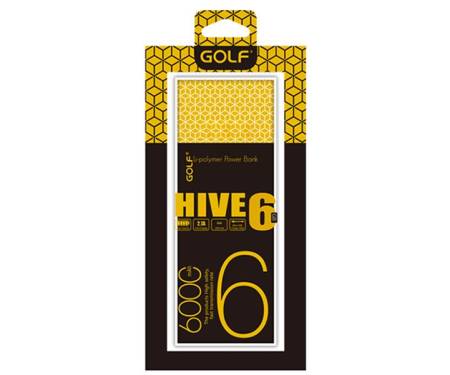 Портативная батарея GOLF Power Bank 6000 mAh Hive6 2.1A Li-pol Black/Yellow