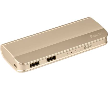 Портативная батарея Recci RE-10000 Elegant Power Bank Power IQ 1A/2,1А Li-Pol 10000 mAh Gold