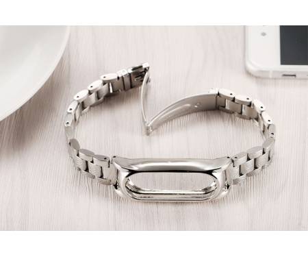 Ремешок Metal Strap With Frame For Xiaomi Mi Band 2 Silver