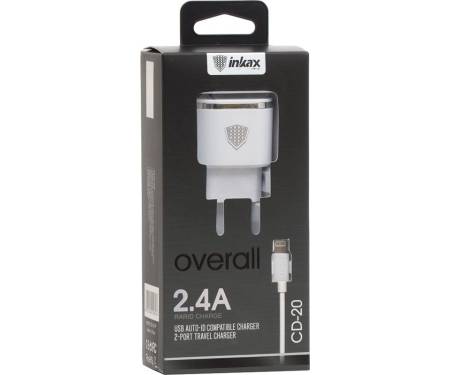 Сетевое зарядное устройство INKAX CD-20 Travel charger + Lightning cable 2USB 3.4A White