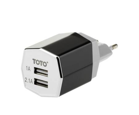 Сетевое зарядное устройство TOTO TZR-09 Travel charger 2USB 3,1A Black/Silver