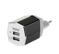 Сетевое зарядное устройство TOTO TZR-09 Travel charger 2USB 3,1A Black/Silver