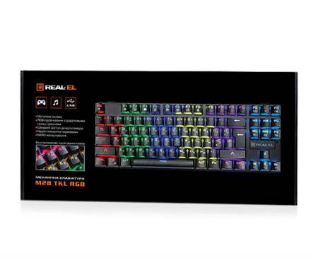 Клавиатура REAL-EL M28 RGB TKL USB черный UAH