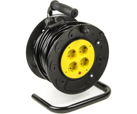 Фильтр питания PowerPlant (PPRA10M20S4L) 4 розетки, 20 м, морозостойкий, черный, на катушке