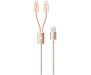 Кабель Rock 2 in 1 charging cable w/version D/USBA TO lightning+micro/ 1,2M Gold