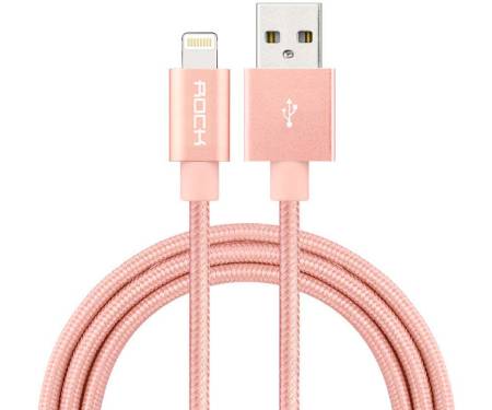 Кабель Rock Charge & Sync round Lightning Cable II 0,3 m Rose Gold