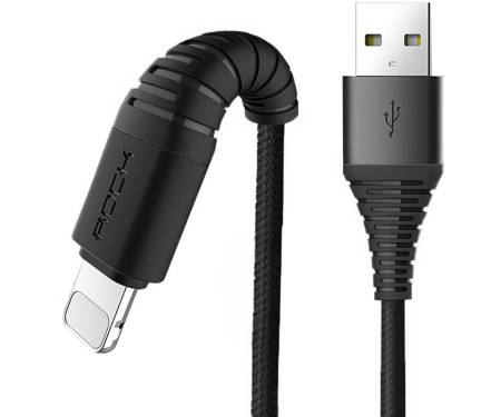 Кабель Rock Hi-Tensile lightning Charge & Sync round Cable 1,2M Black