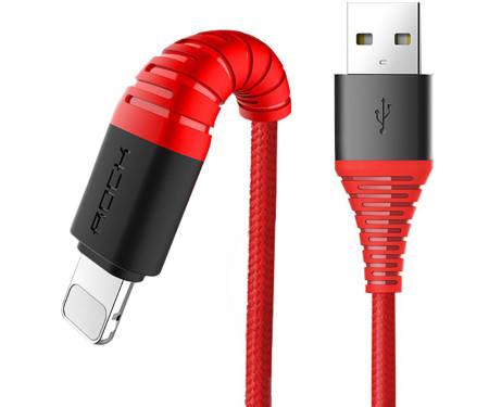 Кабель Rock Hi-Tensile lightning Charge & Sync round Cable 1,2M Red
