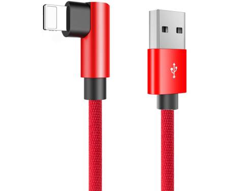 Кабель Rock L-shape Lightning Metal Charge & Sync round Cablee 1,2M Red