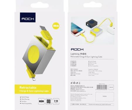 Кабель Rock Lightning Retractable Charge & Sync Cable 0,8M Yellow