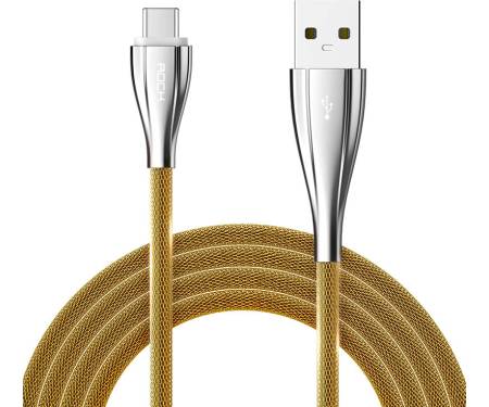 Кабель Rock metal Type-C data cable 1M Gold