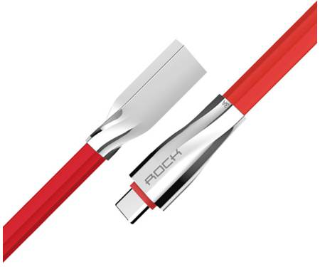 Кабель Rock Salmon type C 3A Charge & Sync flat cable 1 m Red
