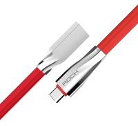 Кабель Rock Salmon type C 3A Charge & Sync flat cable 1 m Red