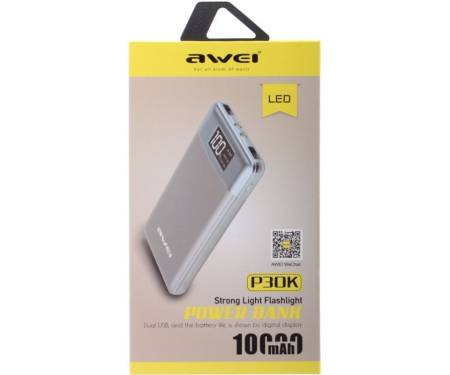 Power Bank AWEI P30K LCD 2USB 10000mAh Power Bank Luxury Gold