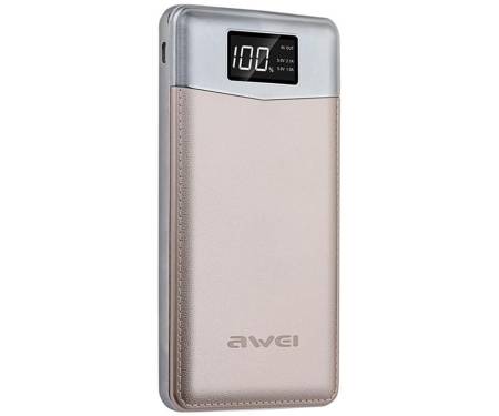 Power Bank AWEI P30K LCD 2USB 10000mAh Power Bank Luxury Gold