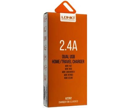 Сетевое зарядное устройство LDNIO A2202 Travel charger 2USB 2.4A White