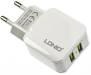 Сетевое зарядное устройство LDNIO A2202 Travel charger 2USB 2.4A White