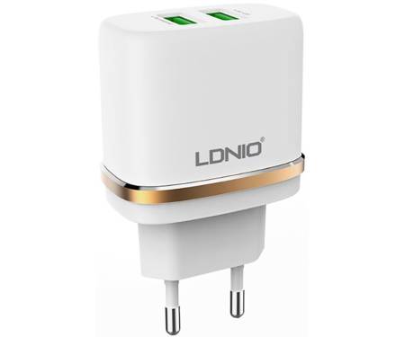 Сетевое зарядное устройство LDNIO DL-AC52 Travel charger 2USB 2.4A + Lightning cable White