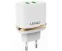 Сетевое зарядное устройство LDNIO DL-AC52 Travel charger 2USB 2.4A + Lightning cable White